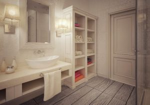 Bathroom with open shelving - Brucksch And Sons Contracting