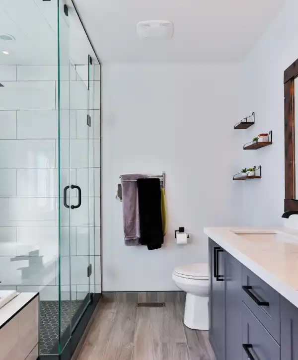 Clean and modern bathroom after remodeling